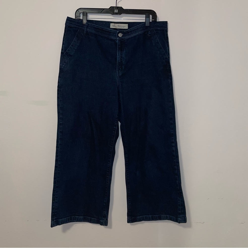 Gap Dark Denim Wide-Leg Trousers Super High Rise Jeans Size 33